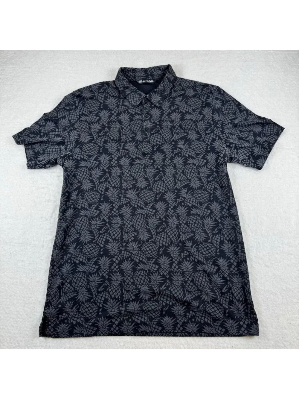 Travis Mathew Pineapple Polo Shirt Mens Large Gray Pima Cotton Golf Top Casual